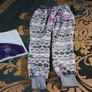 Noble Mount Women's Gray and Pink Pajama Pants With Front Pockets